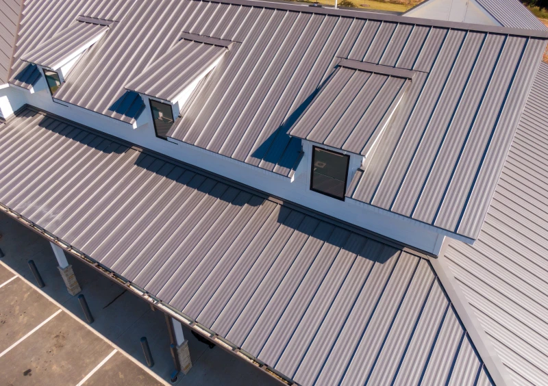 Aerial view of metal roof design
